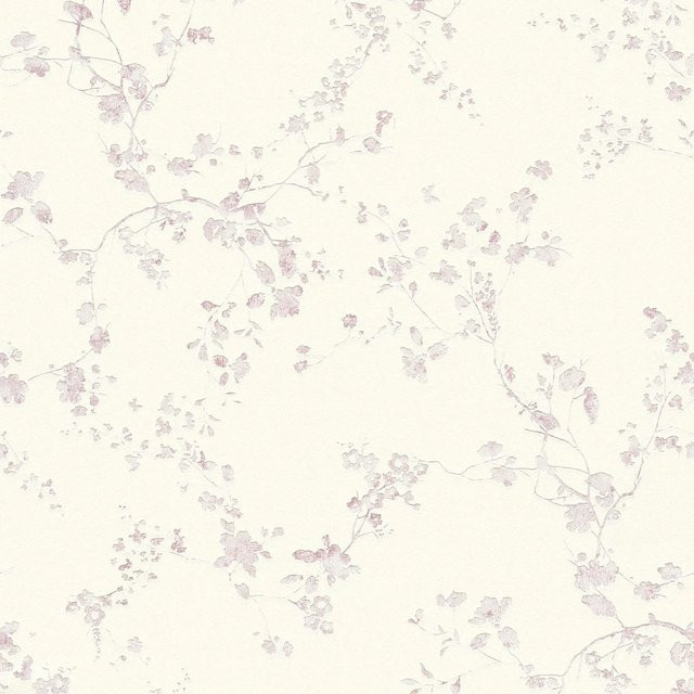 Profhome Natur Tapete Blumen dezent schimmernd Violett Creme Nonwoven B/H: 0,53 m x 10,05 m - Bild 1