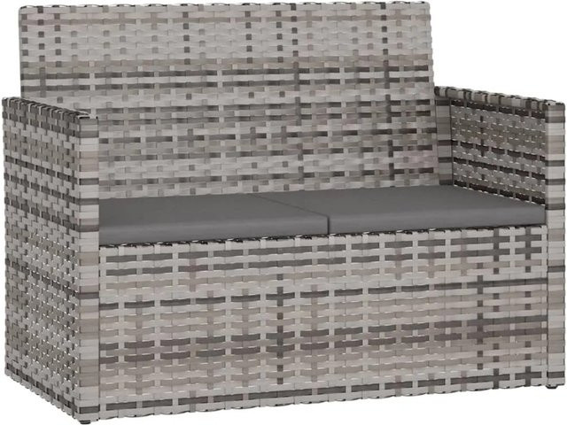 vidaXL Gartenbank aus Poly Rattan mit Kissen in Grau und Anthrazit, Breite: 105 cm - Bild 1