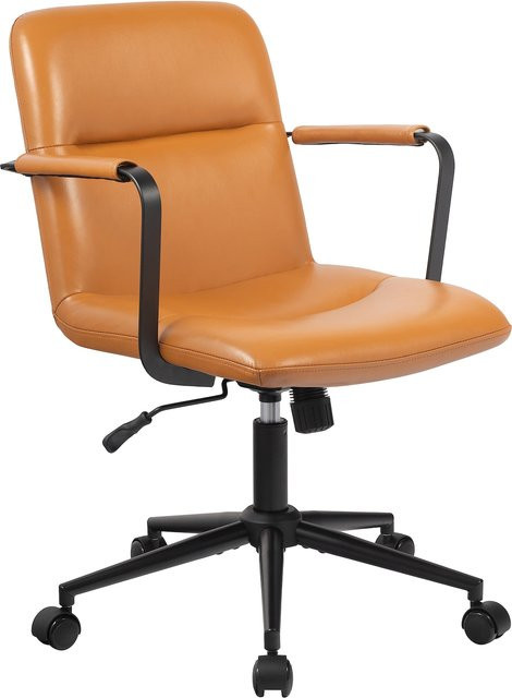 CLP Bürostuhl Hilda ergonomisch aus schwarzem Büffelleder mit Armlehnen und Kippmechanik - Bild 1