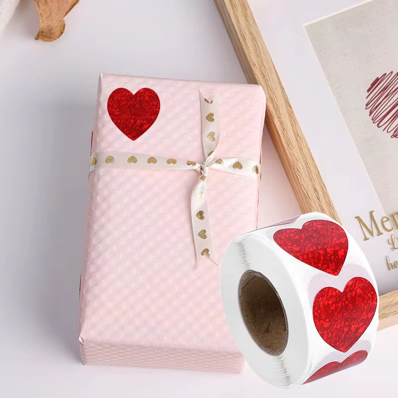 YONGSNOW Herzförmige Aufkleber in Rot für Valentinstag, Hochzeit und Geburtstag, 500 oder 1000 Stück Siegel-Etiketten aus Papier - Bild 3