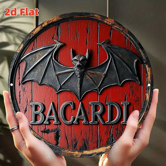 Bacardi Bat Logo Vintage Wandkunst dekorative Tafel in Rot B/B/H: 20 x 20 x 20 cm - Bild 1
