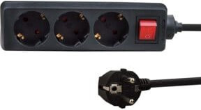 e+p Tischsteckdose 3-fach E 46 mit beleuchtetem Schalter schwarz - Bild 1