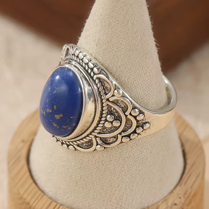 YoYo Ring, synthetischer Lapislazuli, versilbert, Damen - Bild 2