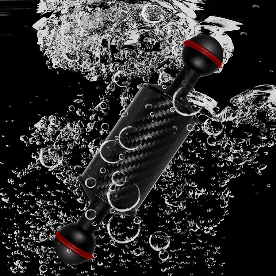 MINIFOCUS 2er-Set Kohlefaser-Unterwasser-Schwimmarme D40 mm in Schwarz für Tauchgehäuse und Videoleuchten - Bild 2