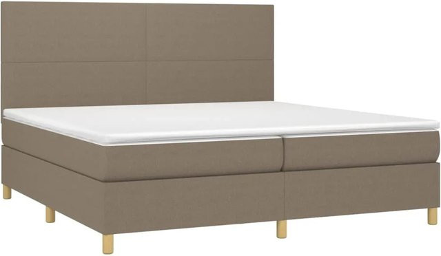 vidaXL Boxspringbett Hybrid mit Matratze und LED-Beleuchtung in Taupe, B/T/H: 200 x 200 x 128 cm - Bild 1