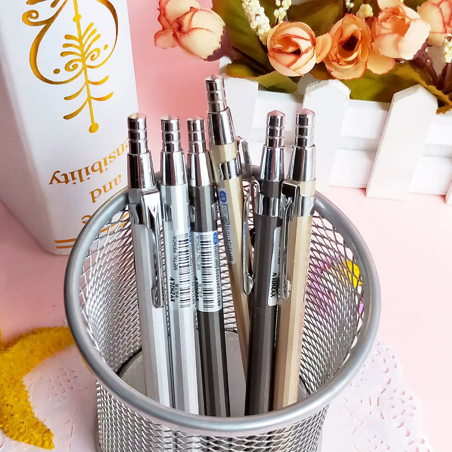 Druckbleistift-Set aus Metall in Silber mit Minen für Schreiben, Skizzieren und Kunst, 0,5–0,7 mm - Bild 2