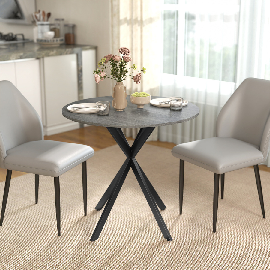 Runder Esstisch HOMCOM im Industriestil mit Stahlbeinen, Durchmesser: 80 cm, Grau - Bild 2