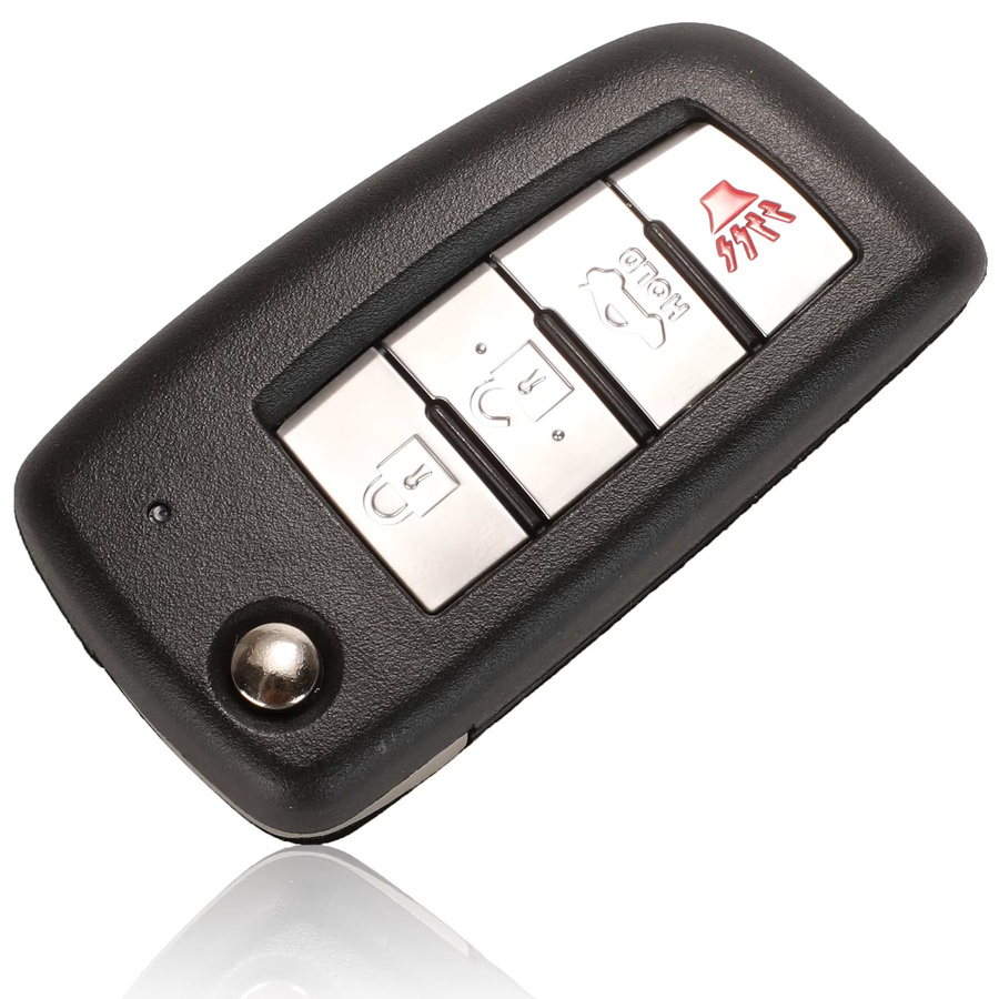 Jingyuqin Flip Fernbedienung Auto Schlüssel mit 4 Tasten in Schwarz für Nissan X-Trail, Tiida, Maxima, Altima, Armada und 350Z (433/315MHz, ID46) - Bild 2