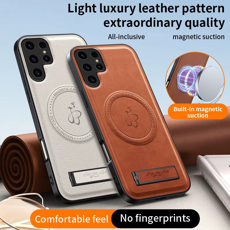 Magnetische Leder Softcase-Hülle für Samsung Galaxy S22 S23 S24 S25 S26 Ultra und S21 S22 S23 S24 S25 S26 FE Modelle in Schwarz mit kabelloser Ladefunktion - Bild 2