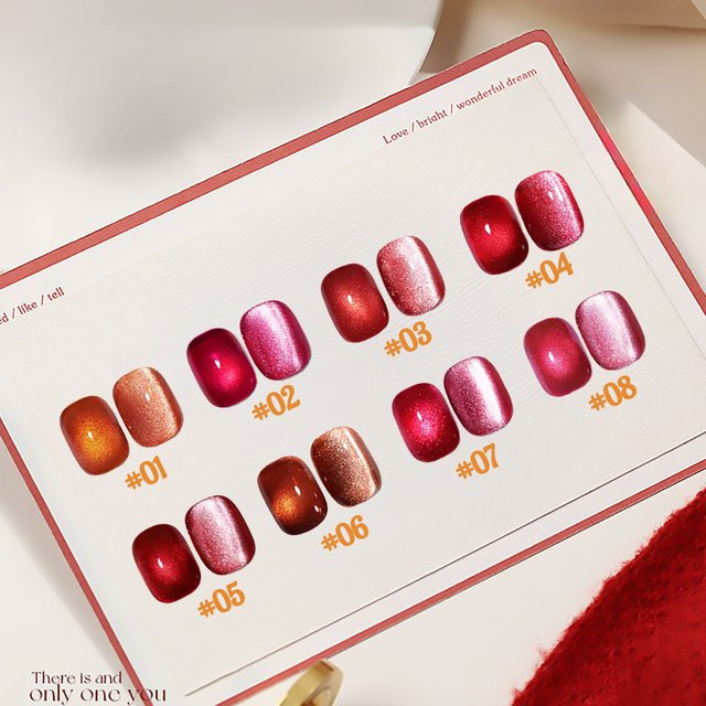 SHAKA Nagellack Cat Eye, Rot Orange - Bild 1