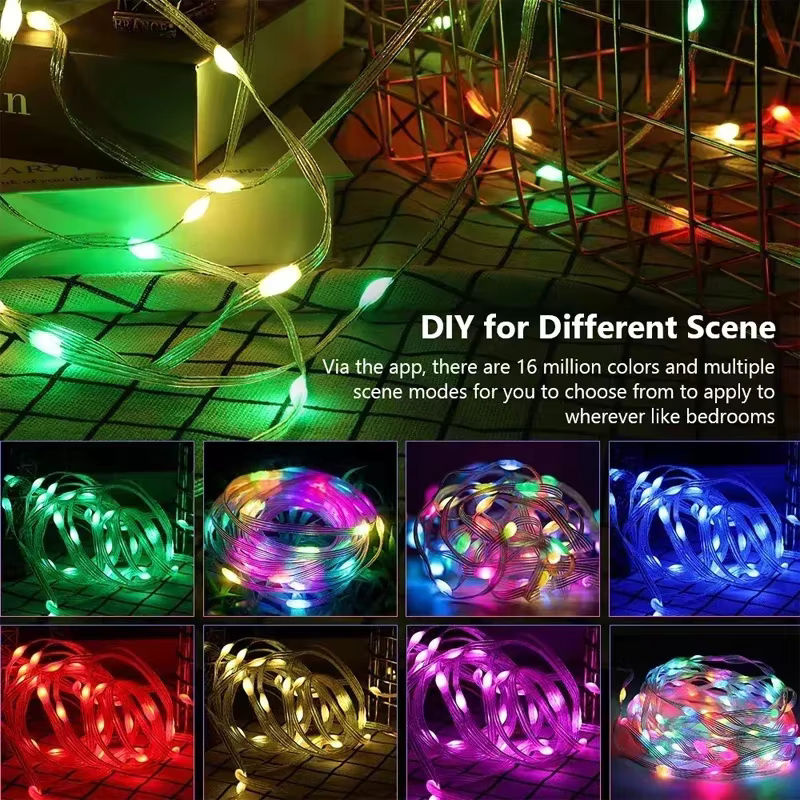 VENUSWING Smart LED RGBIC Lichterkette mit Bluetooth APP-Steuerung, Wasserdicht, USB-Betrieb, Multicolour für Party und Dekoration - Bild 2