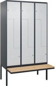 C+P Z-Spind Classic PLUS Sitzbank mit 6 Fächern, Buche-Hartholz und Zylinderschloss, B/T/H: 212 x 120 x 81,5 cm - Bild 1