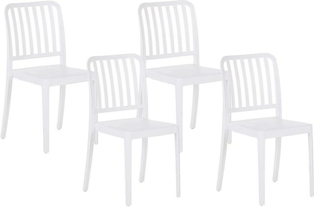 Beliani Gartenstuhl Weiss modern stapelbar B: 47 cm, T: 42 cm, H: 82 cm - Bild 1