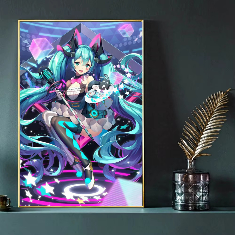 DIY Diamantmalerei-Set Miku Japanisches Cartoon-Mädchen 5D Mosaik Vollbohr Rundstickerei Multicolor B/H: 30,0 x 20,0 cm - Bild 3