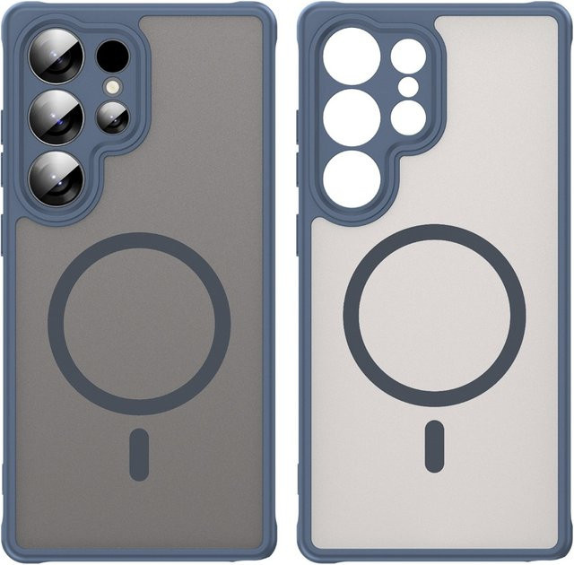 Lionxi Matte Handyhülle für Samsung Galaxy S25 Serie mit magnetischer kabelloser Ladefunktion in Schwarz und Blau - Bild 1