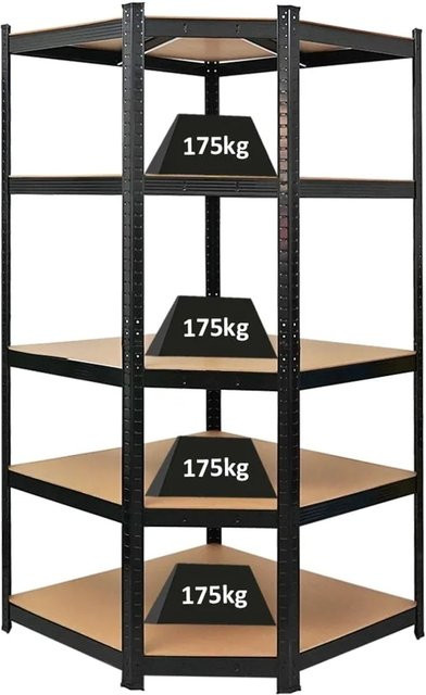 PROREGAL Eckregal Ragnar Schwarz, H x B x T: 180 x 90 x 60 cm, Schwerlastregal für Keller und Garage mit einer Gesamtlast von 875 kg - Bild 1