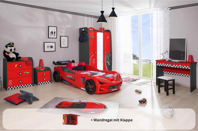 Aileenstore Kinderzimmer Komplettset Autobett Rio 5-teilig in Rot - Bild 1