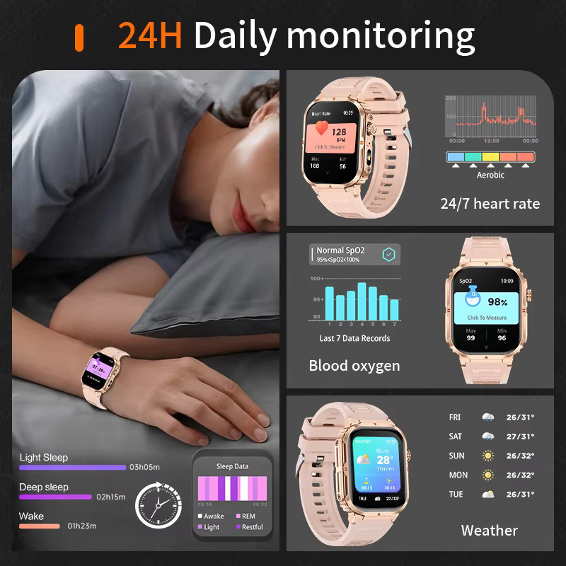 LIGE Smartwatch, Schwarz, Silikon, Damen, Männer - Bild 5