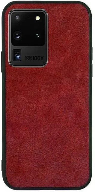 Luxus Leder Alcantara Hülle für Samsung Galaxy S25 Plus S24 S23 S22 S21 Ultra S20 FE Note 20 mit Wildleder-Wende-Fell-Rückseite in Rot - Bild 1