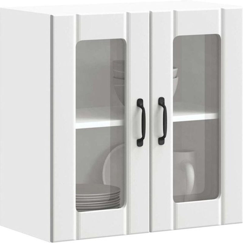 Küchen-Hängeschrank Lucca von vidaxl in Weiß mit Glastür und Drehtüren aus Holzwerkstoff im Landhausstil, B: 60 cm, H: 60 cm, T: 31 cm - Bild 1