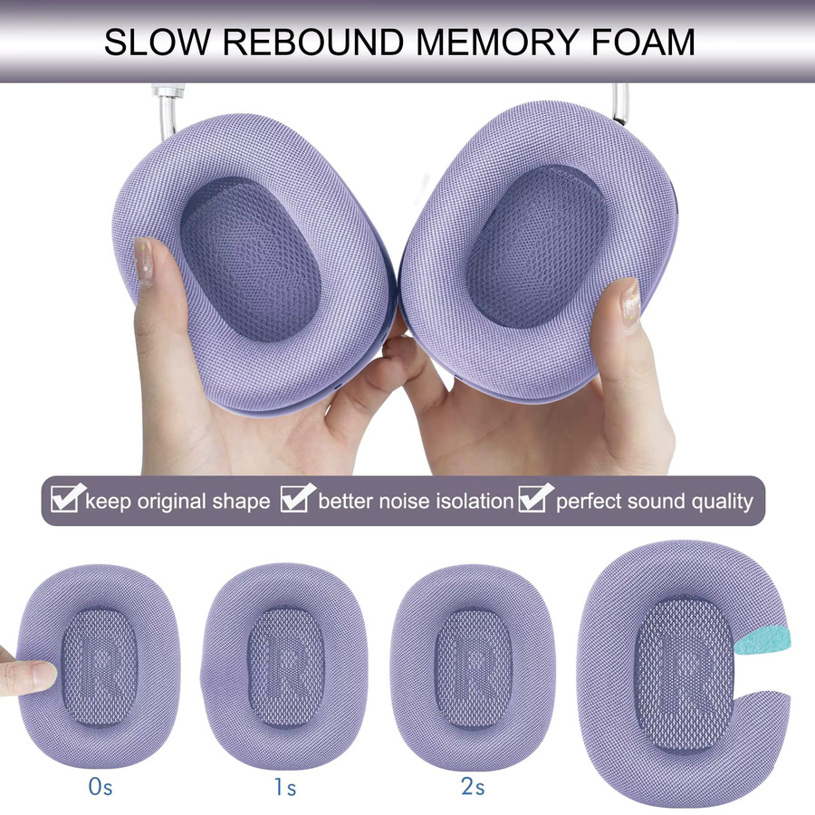 Apple Ersatz-Ohrpolster für AirPods Max 2024 Over-Ear-Headset aus Mesh-Stoff mit Magnet, Farbe: Purple - Bild 2