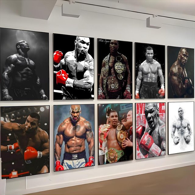 Boxchampion T-Tyson Retro-Poster als grafische Wanddekoration für Restaurant und Bar in Weiß, 20 x 15 cm - Bild 1