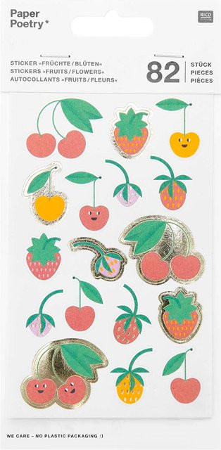 Rico Design Paper Poetry Sticker mit Früchten und Blüten, 4 Blatt - Bild 1