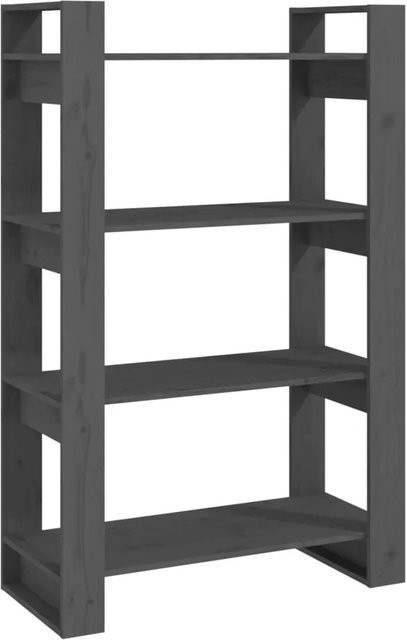 vidaXL Bücherregal und Raumteiler aus Massivholz Kiefer in Grau, B/T/H: 80 x 35 x 125 cm - Bild 1