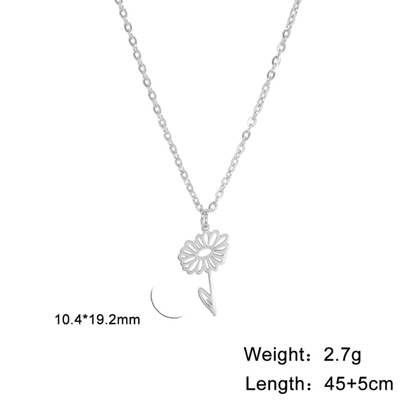 konminry Halskette mit Blumen-Anhänger, Edelstahl, Silber, Damen - Bild 3