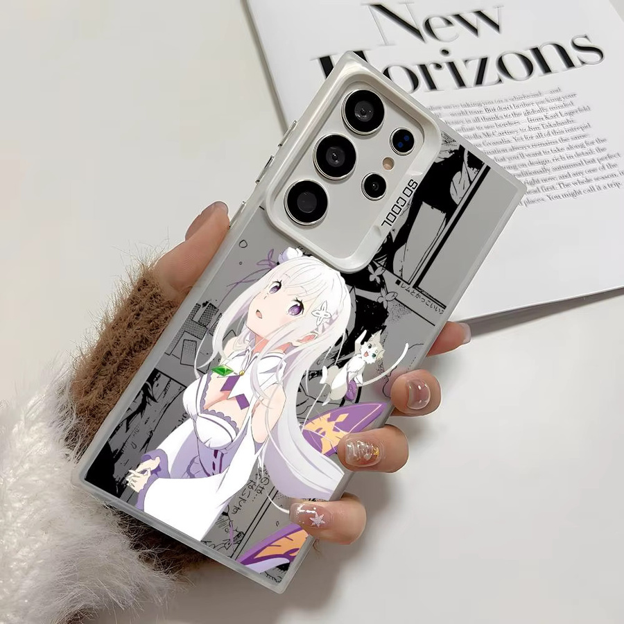 Anime Handytasche R-Re Z-Zeros für Samsung Galaxy S25 Edge S24 S23 S22 S21 S20 Ultra aus Silikon in Silber - Bild 2