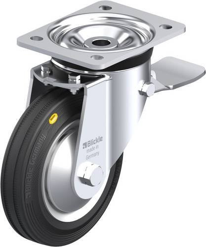 Blickle Lenkrolle LK-RD 162R-ST-FA mit Feststeller in Schwarz und Silber, Rad-Durchmesser: 160 mm, Tragfähigkeit: 225 kg - Bild 1