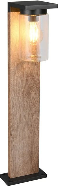 Trio LED-Pfosten Ardila in Holzoptik Braun aus Druckguss-Aluminium und Glas mit Dämmerungssensor für den Außenbereich B/T/H: 16 x 16 x 65 cm - Bild 1