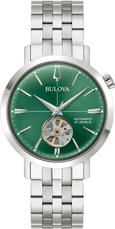 Bulova Herrenuhr Aerojet, Automatik, Edelstahl, Grün, 38 mm, 3 ATM