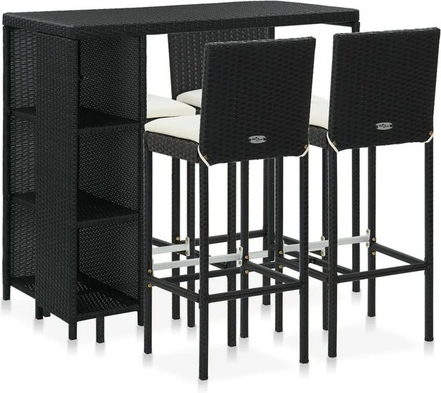 vidaXL 5-tlg Gartenbar-Set aus Poly Rattan mit Kissen in Schwarz Modell 16 - Bild 1