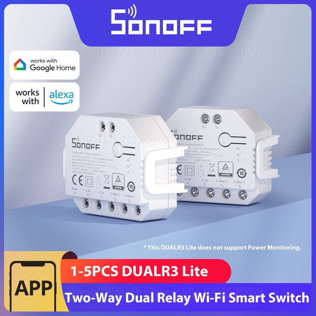 SONOFF DUALR3 Lite Dual Relay Module Smart WiFi Schalter mit 2-Wege-Steuerung für eWeLink Alexa und Google Smart Home in Weiß - Bild 1