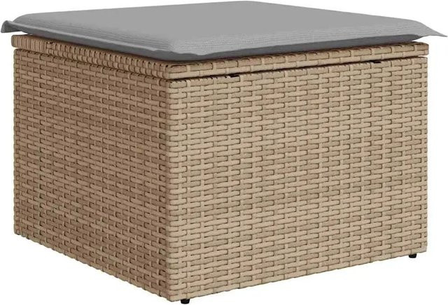 vidaXL Garten-Sofa-Set 7-teilig aus Polyrattan in Beige und Hellgrau mit Stauraum und Kissen - Bild 1