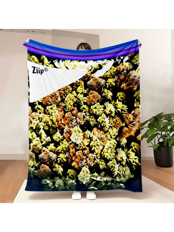 Plant Art Fleece-Decke mit floralem Muster in Grün und Gelb - Bild 5