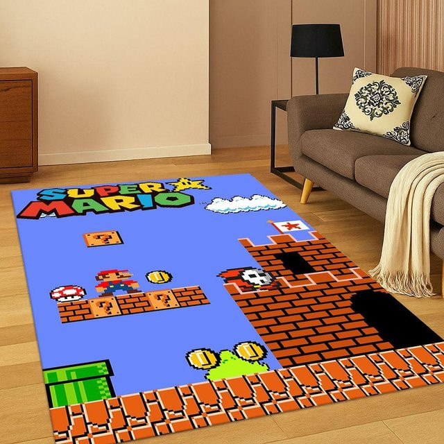 3D Super Mario Bros Kinder Teppich Rutschfest für Spielzimmer Wohnzimmer und Schlafzimmer, Multicolor, Breite: 40 cm, Tiefe: 60 cm - Bild 1
