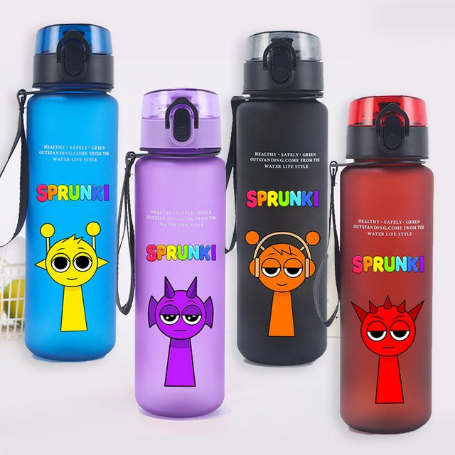 Potdemiel Sprunki Trinkflasche für Kinder, Tragbare Sportflasche für Outdoor und Fitness, Multicolour, 650 ml - Bild 1