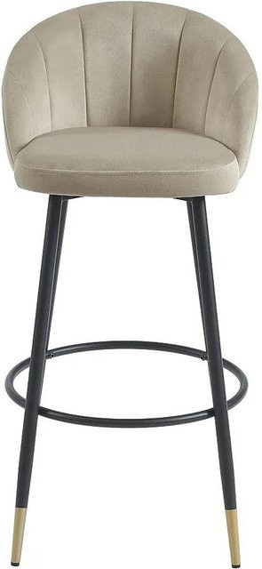 Vente-unique Barhocker Eliram in Beige aus Samt und Metall, Modernes Design, Breite: 49 cm - Bild 1