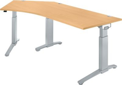 Schäfer Shop Genius Schreibtisch ERGOSTYLE S Eckschreibtisch, manuell höhenverstellbar, Buche/weißaluminium, B: 216,5 cm, T: 80 cm, H: 67,5-89,5 cm - Bild 1