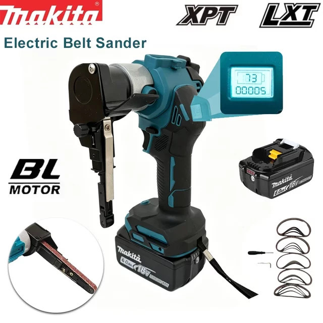 Makita Akku Mini-Bandschleifer LXT Bürstenlos in Petrol für Holz- und Metallbearbeitung - Bild 1