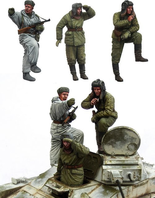 GK Russische Panzerbesatzung und Aufklärungskräfte, Modellfigur Soldat, 3er-Set, 1:35, Resin, Militär - Bild 1