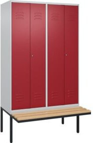 C+P PSA Doppel-Spind Classic PLUS Sitzbank mit 4 Abteilen, Buche-Hartholz und Zylinderschloss, B/T/H: 212 x 120 x 81,5 cm - Bild 1