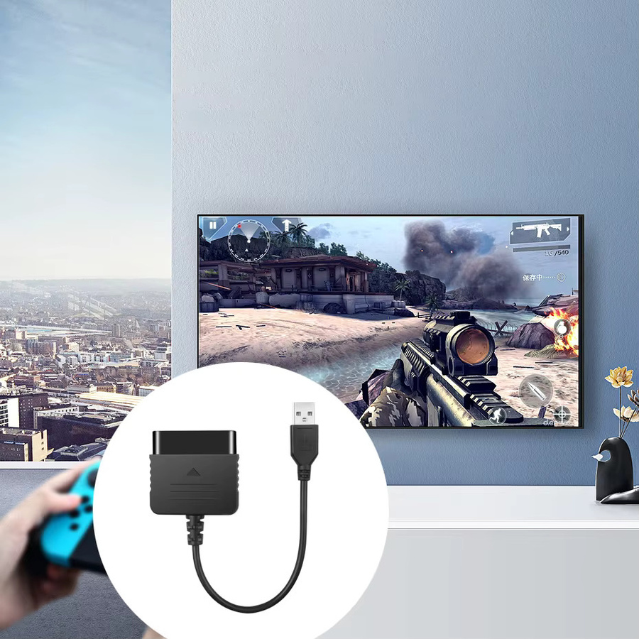 Sony USB Adapter für PS2 zu PS3 und PC als Video Konverter für PlayStation Gaming Controller in Schwarz - Bild 2