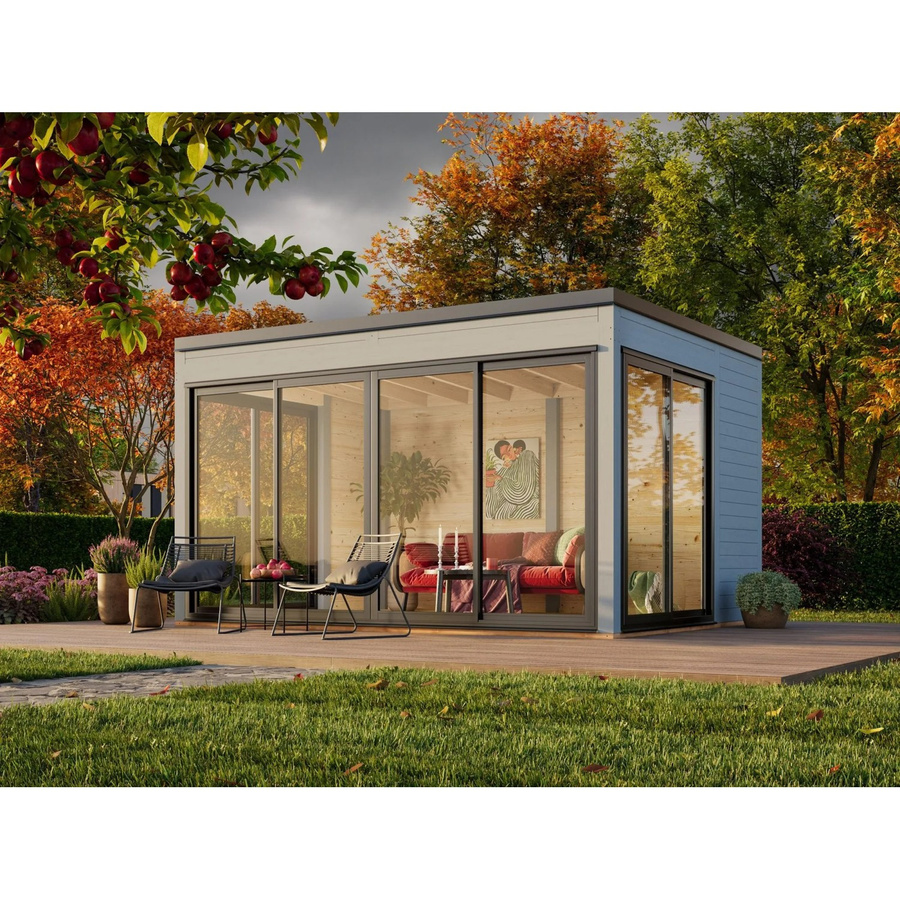 Palmako Holz-Gartenhaus Serena Slide Plus mit Pultdach in Grau, B x T: 420 x 320 cm - Bild 2