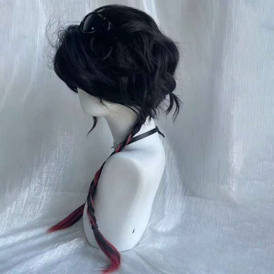 GAKA Perücke, schwarz-rot, lang gewellt, mit Pony, Damen - Bild 3