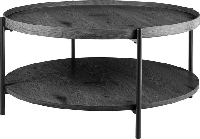 DELUKE Couchtisch HONIM Rund aus Holz in Grau, B/T/H: 80 x 80 x 40 cm - Bild 1