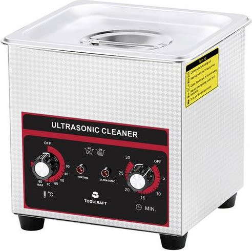 TOOLCRAFT USC-130 Ultraschallreiniger in Silber aus Edelstahl mit Heizung und Reinigungskorb, 160W, 1,3l - Bild 1