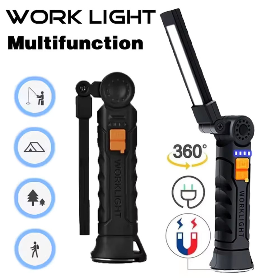 LONGRIVER Tragbare COB-LED-Taschenlampe in Schwarz mit USB-Ladefunktion und Magnet für Notfall und Arbeit - Bild 6
